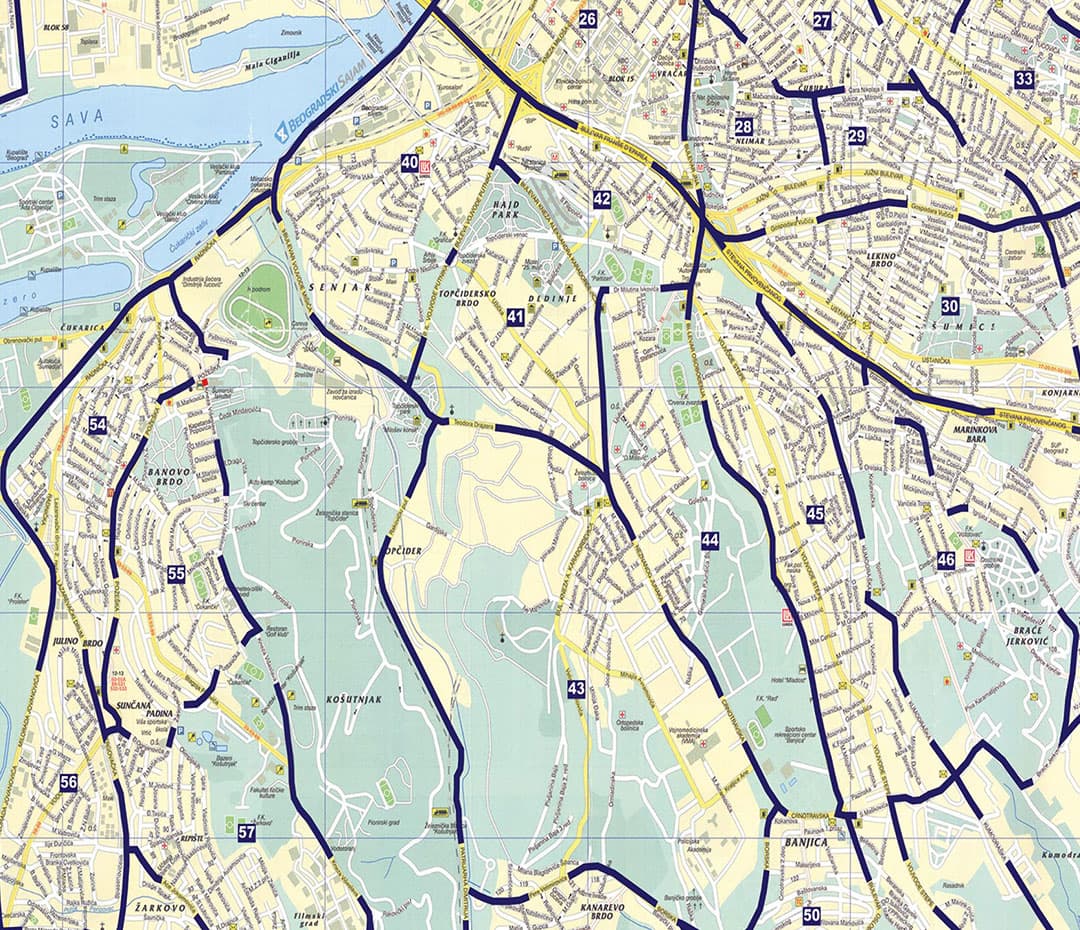 Podela flajera Banovo brdo i Dedinje, mapa reona