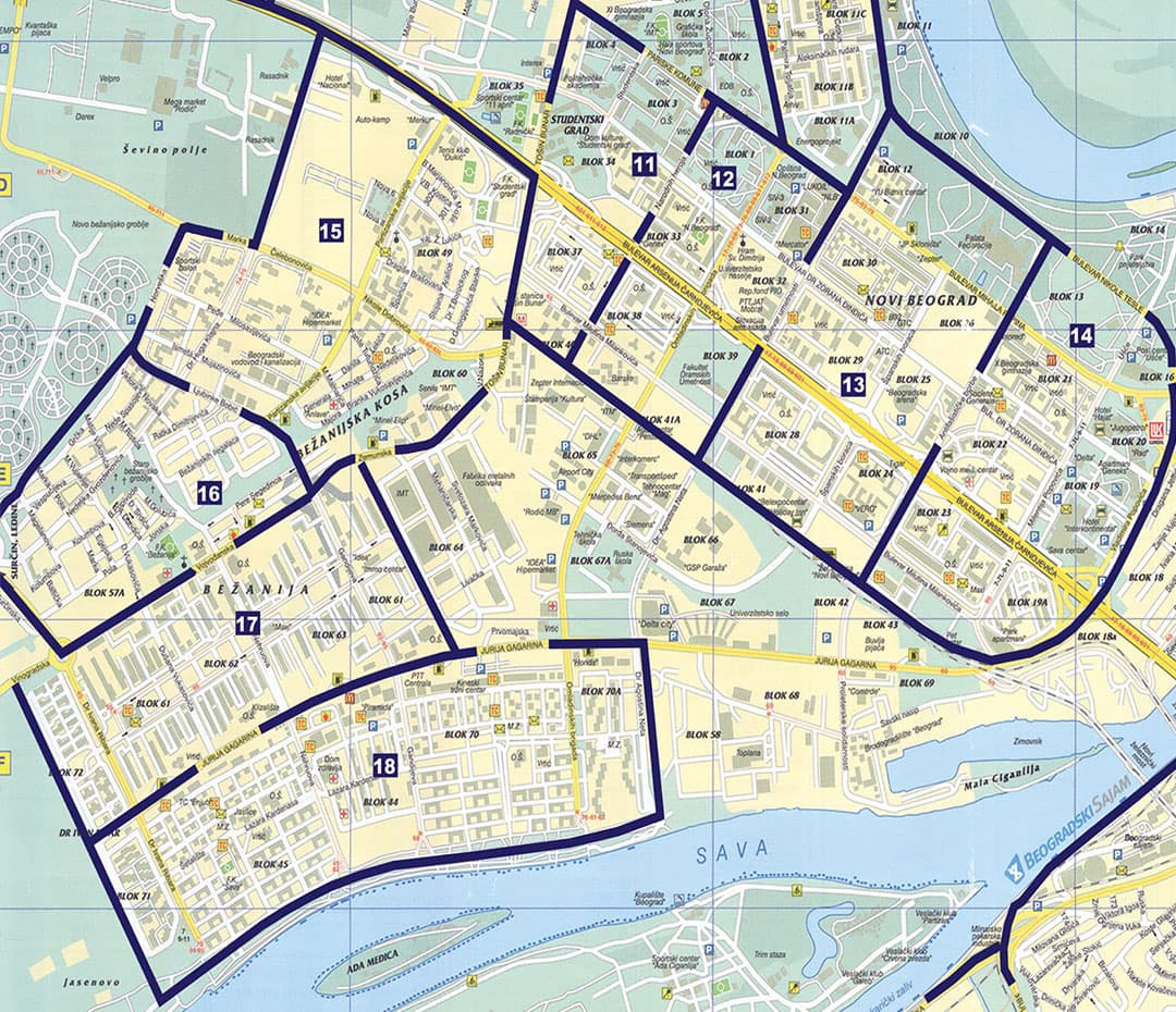 Podela flajera Novi Beograd i Bežanijska kosa, mapa reona