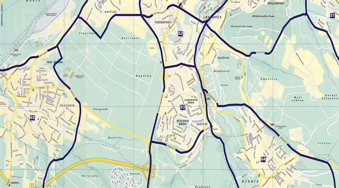 Podela flajera Železnik, mapa reona