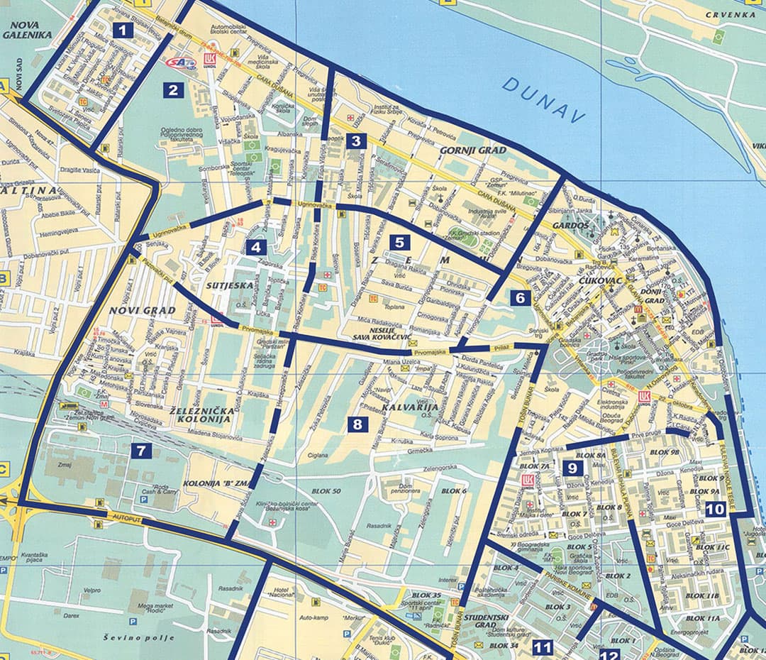 Podela flajera Zemun, mapa reona