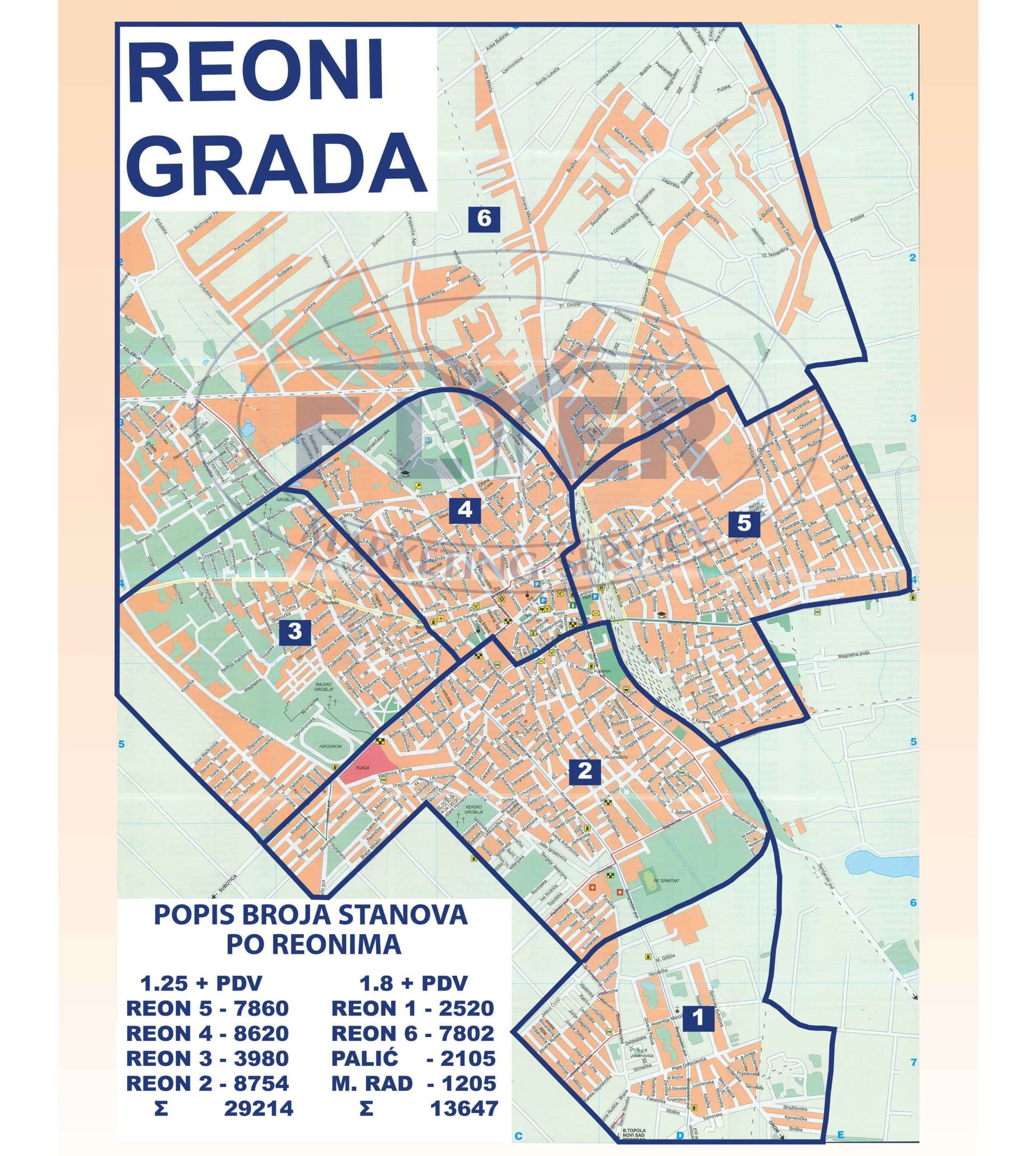 Mapa reona za podelu flajera u Subotici